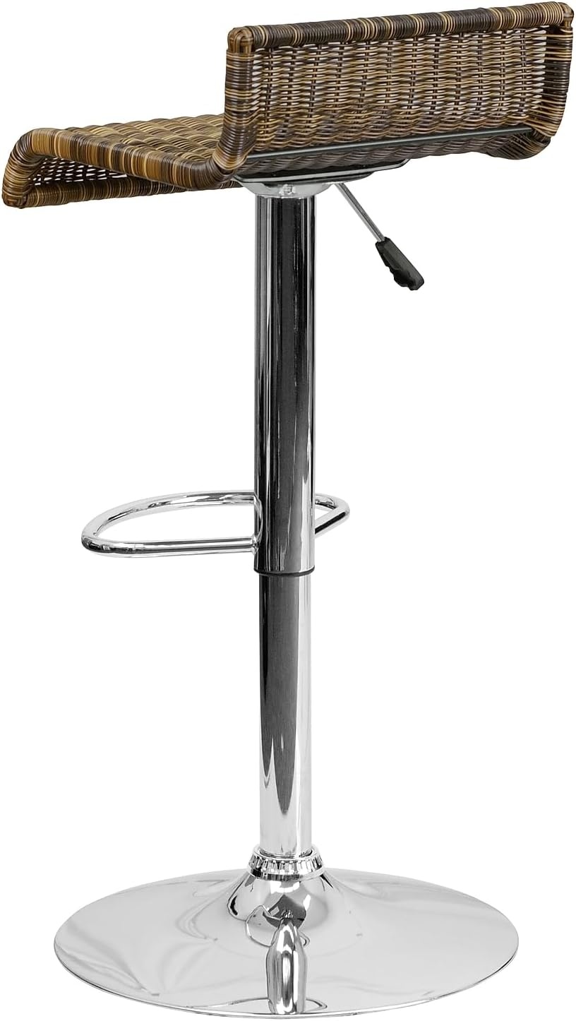 image:imageFlash Furniture Heyward Contemporary Wicker Adjustable Height Barstool with Waterfall Seat and Chrome BaseSet of 2
