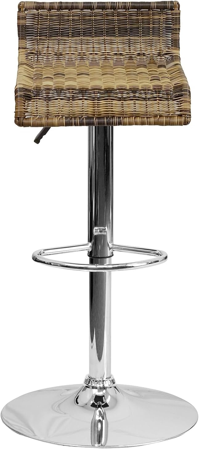 image:imageFlash Furniture Heyward Contemporary Wicker Adjustable Height Barstool with Waterfall Seat and Chrome BaseSet of 2
