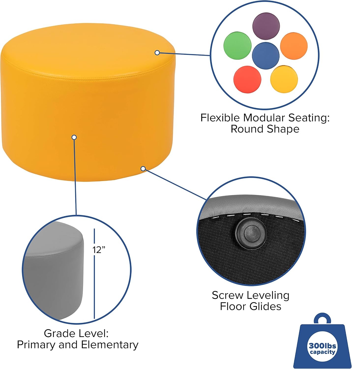 image:imageFlash Furniture Nicholas Soft Seating Flexible Circle for Classrooms and Common Spaces 18 Seat Height GreenYellow