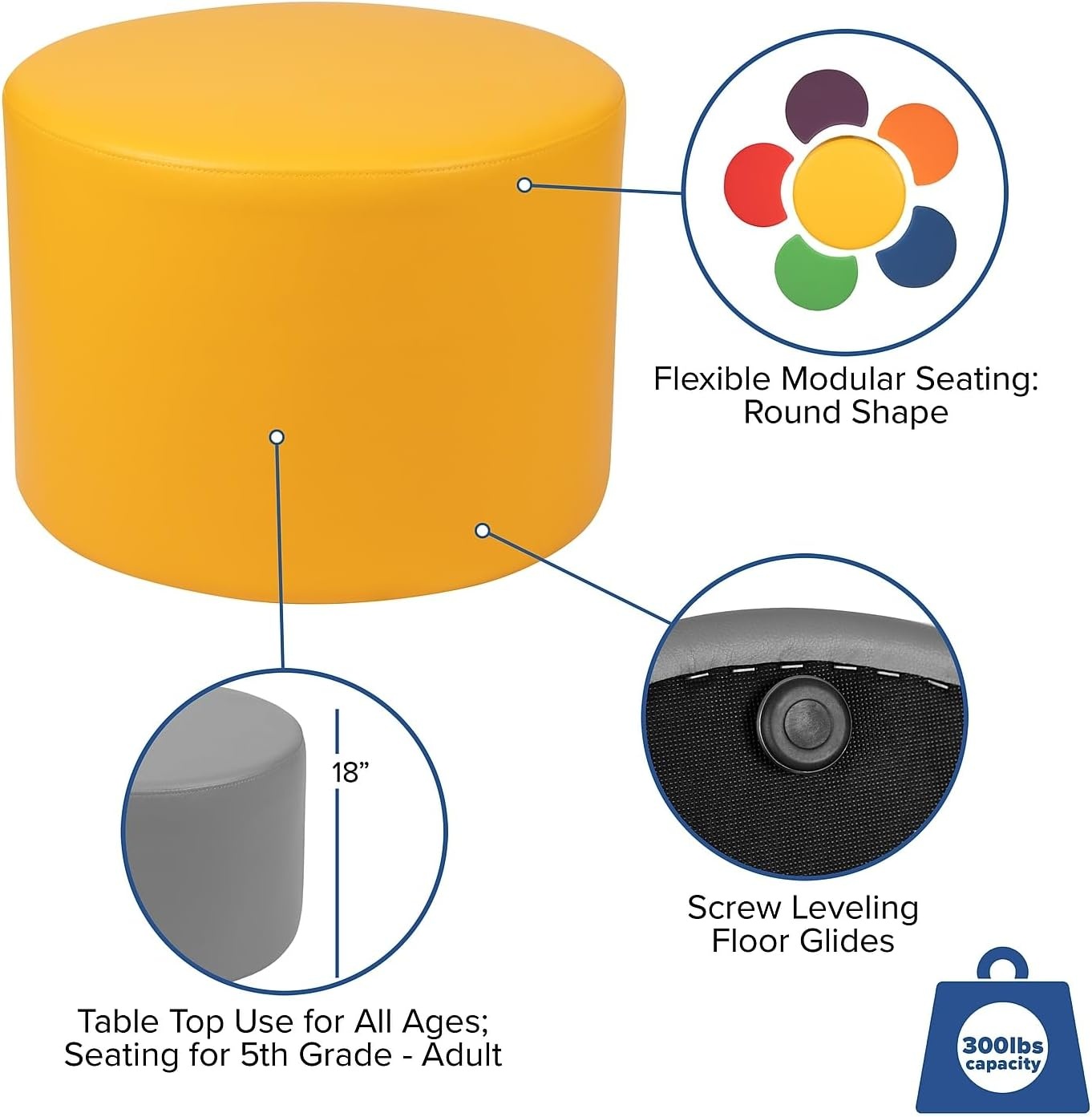 image:imageFlash Furniture Nicholas Soft Seating Flexible Circle for Classrooms and Common Spaces 18 Seat Height GreenYellow