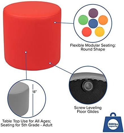 image:imageFlash Furniture Nicholas Soft Seating Flexible Circle for Classrooms and Common Spaces 18 Seat Height Red