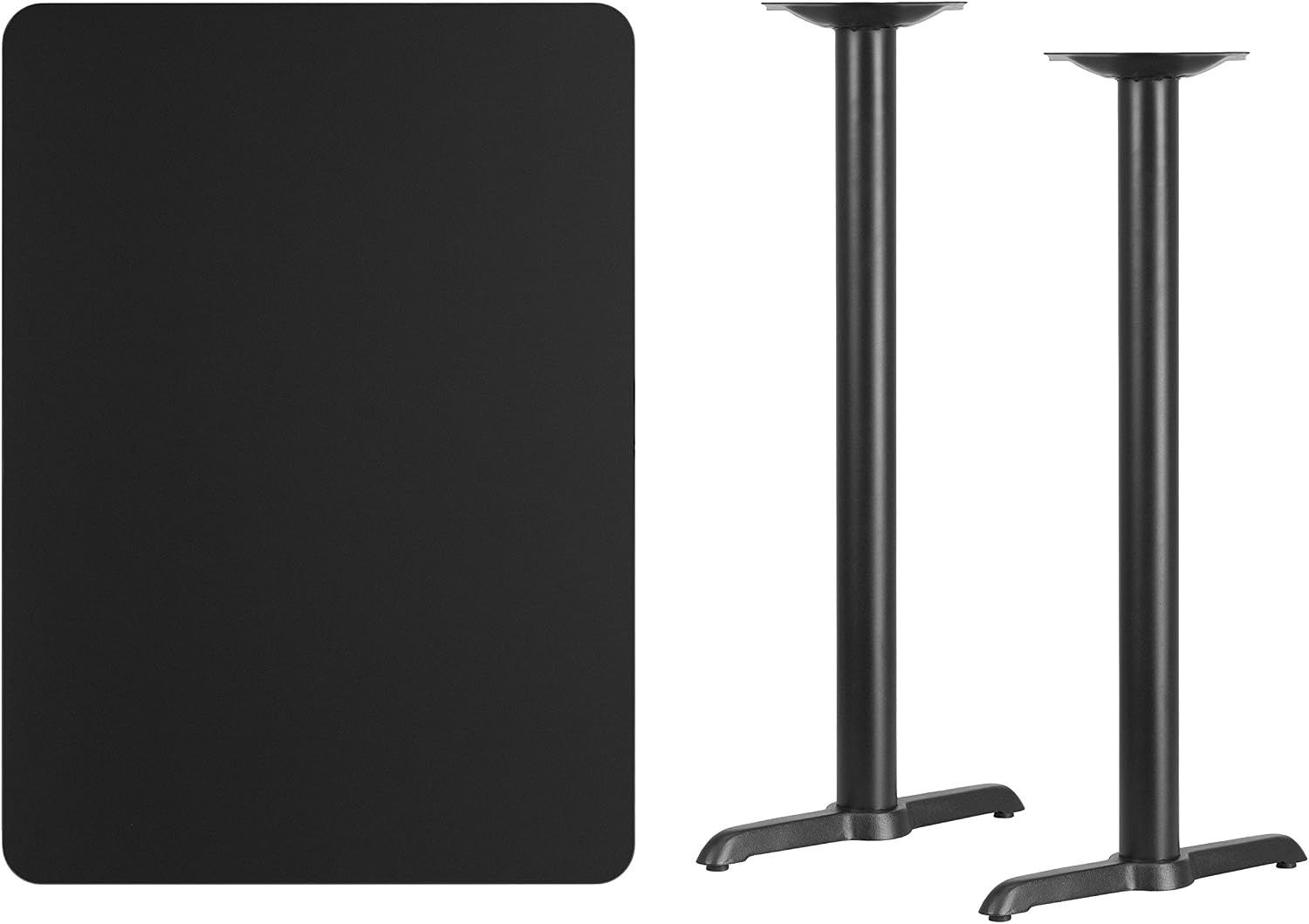 image:imageFlash Furniture Stiles 30 x 42 Rectangular Black Laminate Table Top with 5 x 22 Bar Height Table BasesBlack