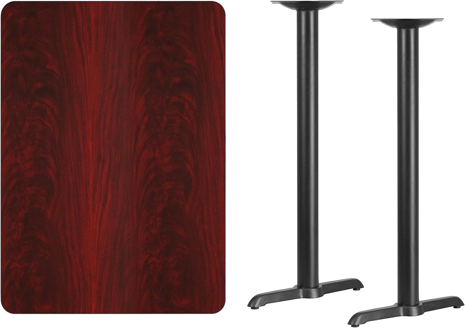 image:imageFlash Furniture Stiles 30 x 42 Rectangular Black Laminate Table Top with 5 x 22 Bar Height Table BasesMahogany