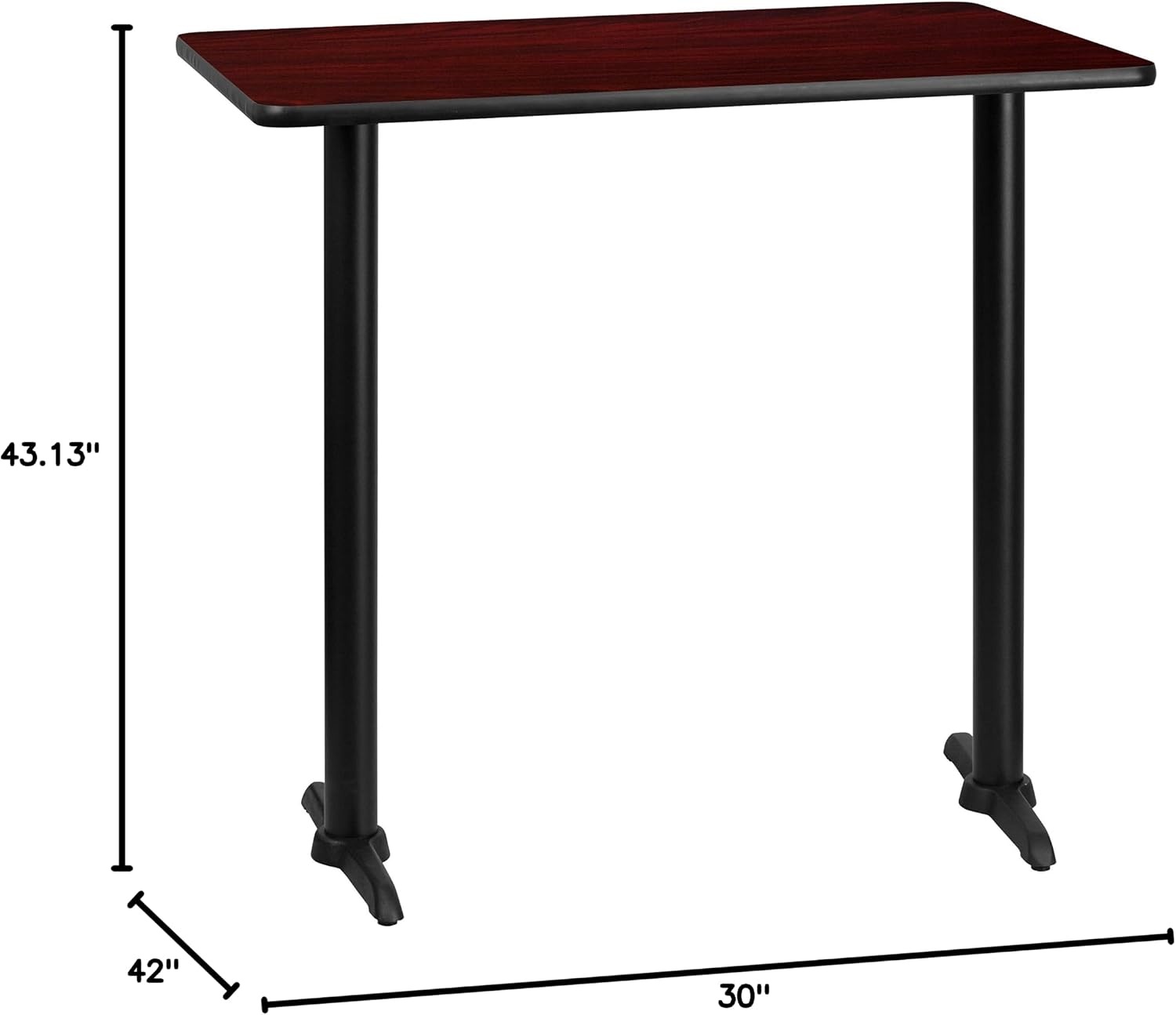image:imageFlash Furniture Stiles 30 x 42 Rectangular Black Laminate Table Top with 5 x 22 Bar Height Table BasesMahogany