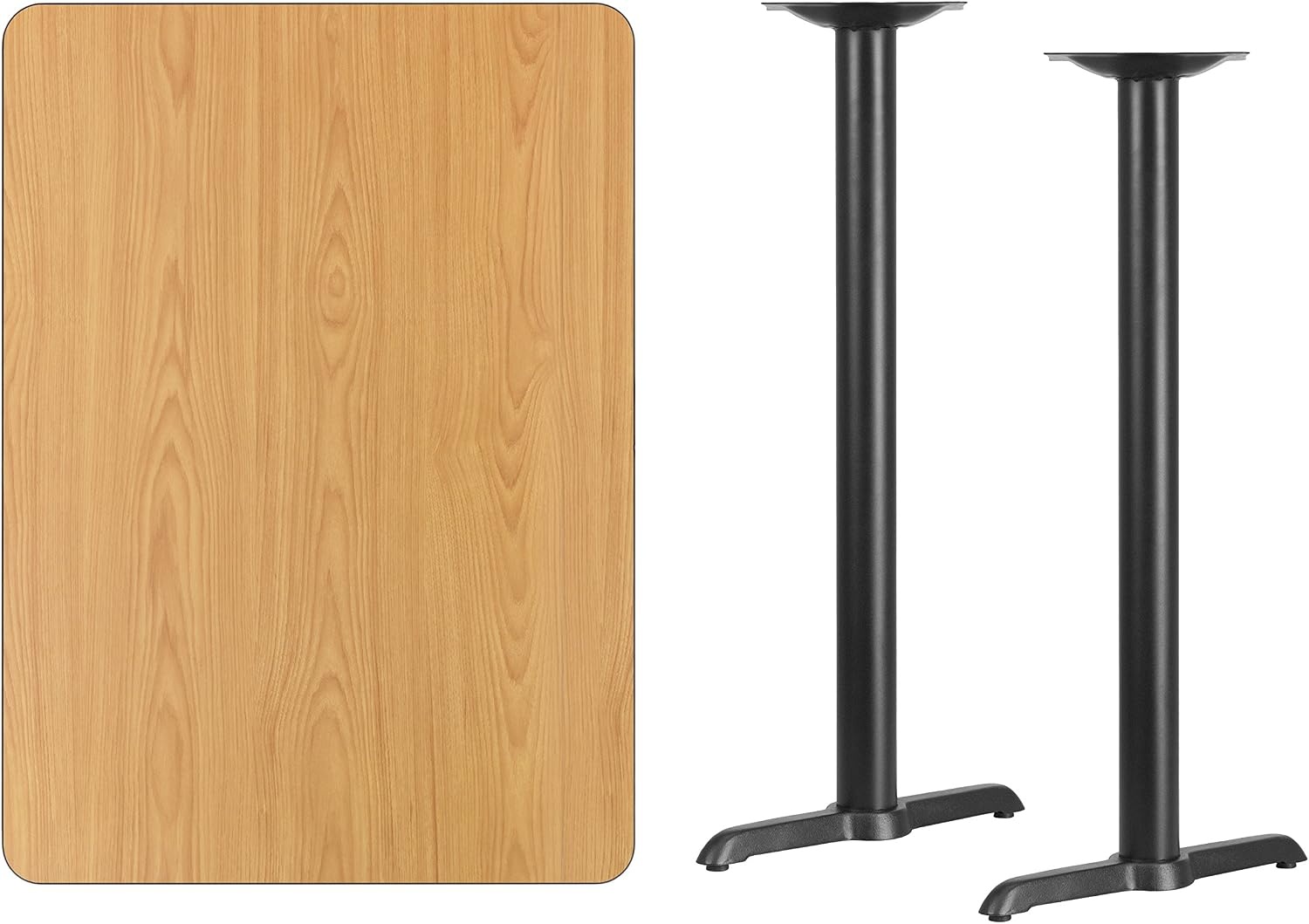 image:imageFlash Furniture Stiles 30 x 42 Rectangular Black Laminate Table Top with 5 x 22 Bar Height Table BasesNatural