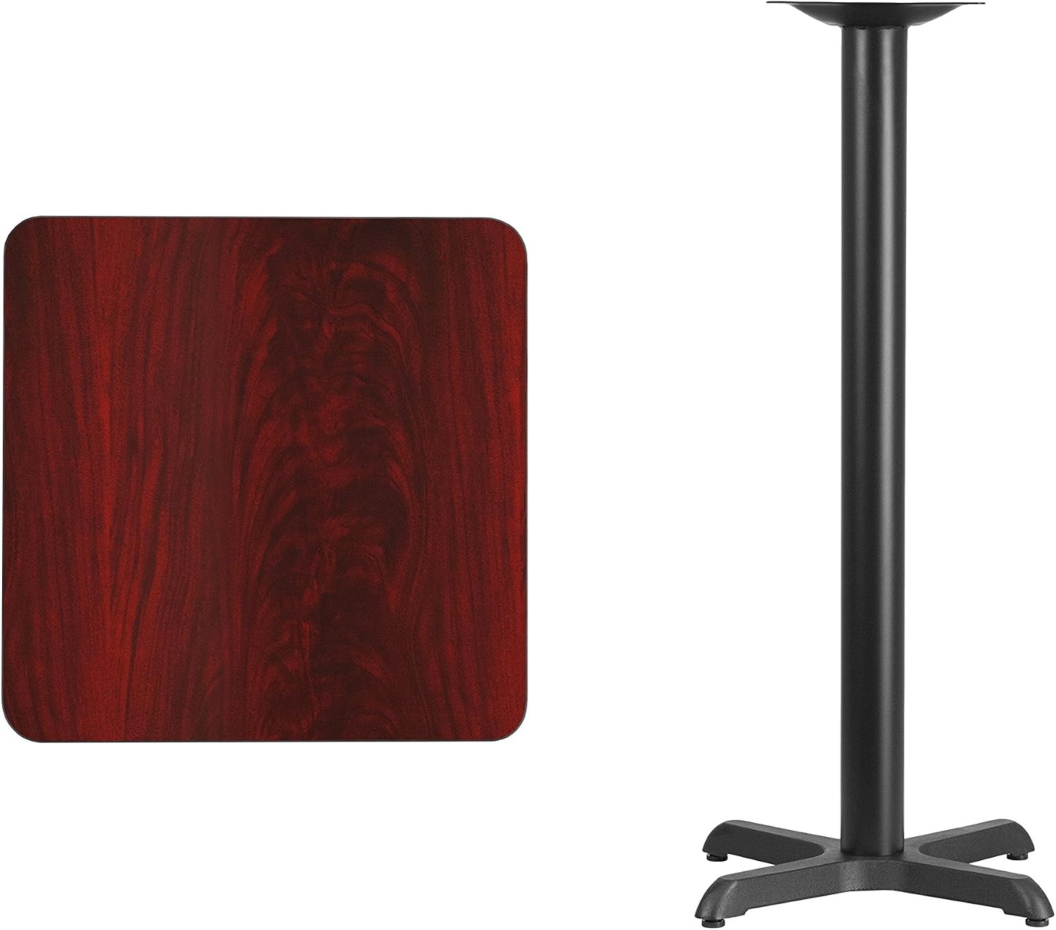 image:imageFlash Furniture 24 Square Mahogany Laminate Table Top with 22 x 22 Bar Height Table BaseMahogany