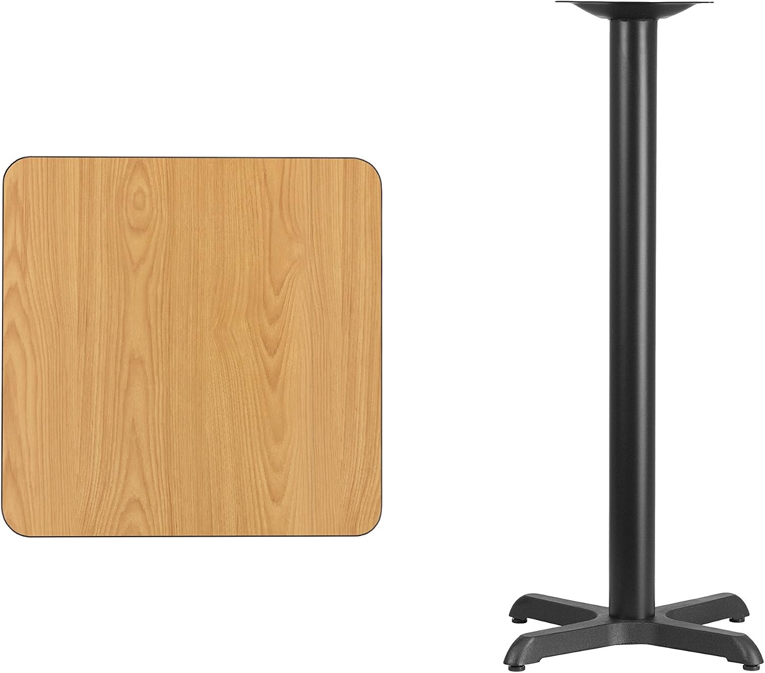image:imageFlash Furniture 24 Square Mahogany Laminate Table Top with 22 x 22 Bar Height Table BaseNatural