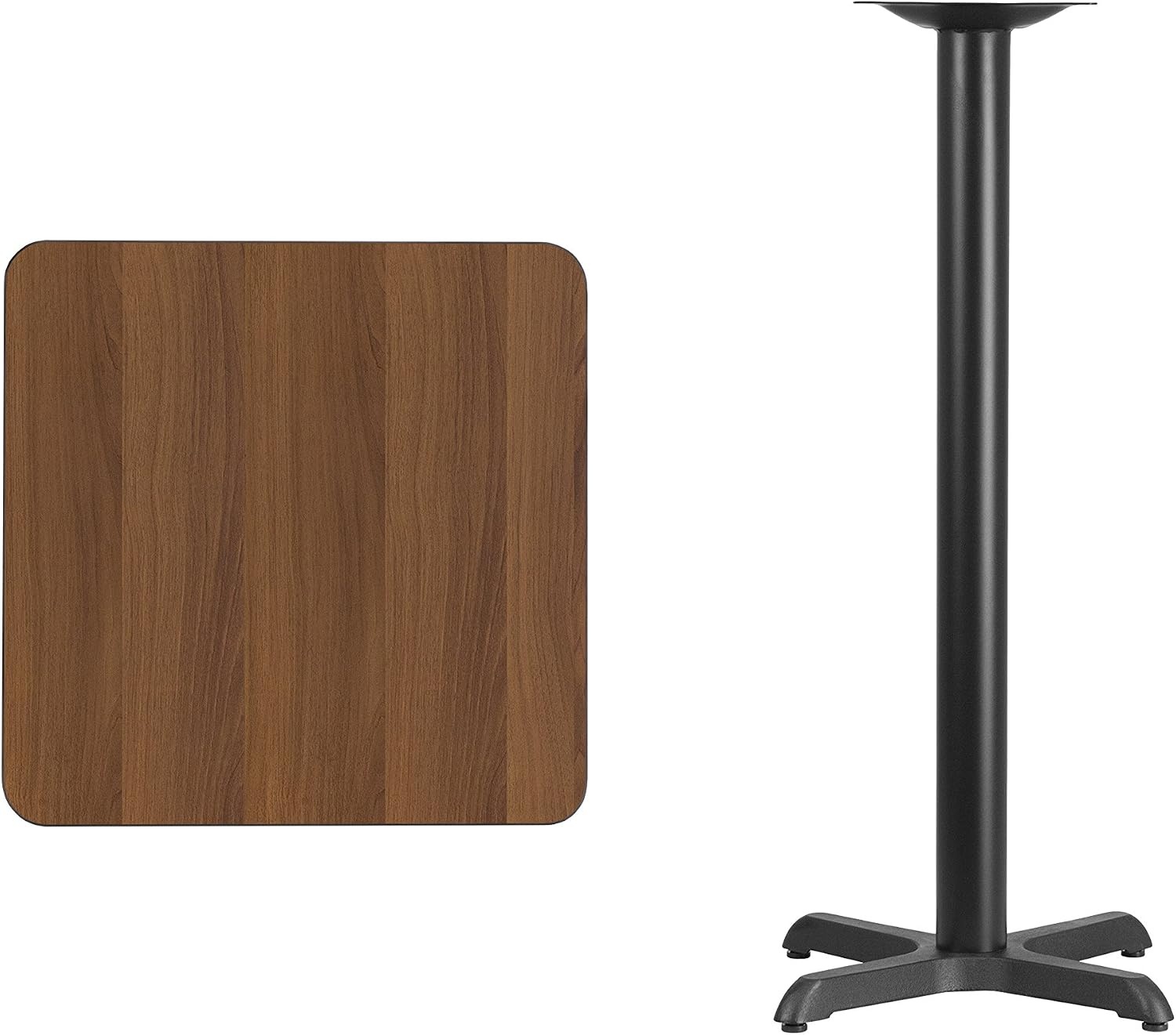 image:imageFlash Furniture 24 Square Mahogany Laminate Table Top with 22 x 22 Bar Height Table BaseWalnut