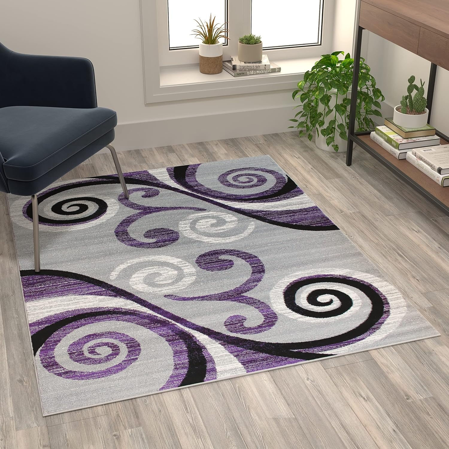 image:imageFlash Furniture Audra Collection Geometric Abstract Area Rug HighLow Pile Turquoise Olefin Rug 2 x 7 Area Rug Jute Backing Entryway Living Room BedroomTurquoise