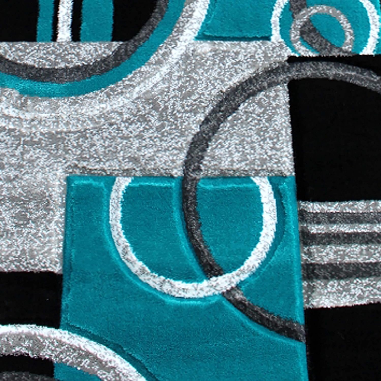 image:imageFlash Furniture Audra Collection Geometric Abstract Area Rug HighLow Pile Turquoise Olefin Rug 2 x 7 Area Rug Jute Backing Entryway Living Room BedroomTurquoise
