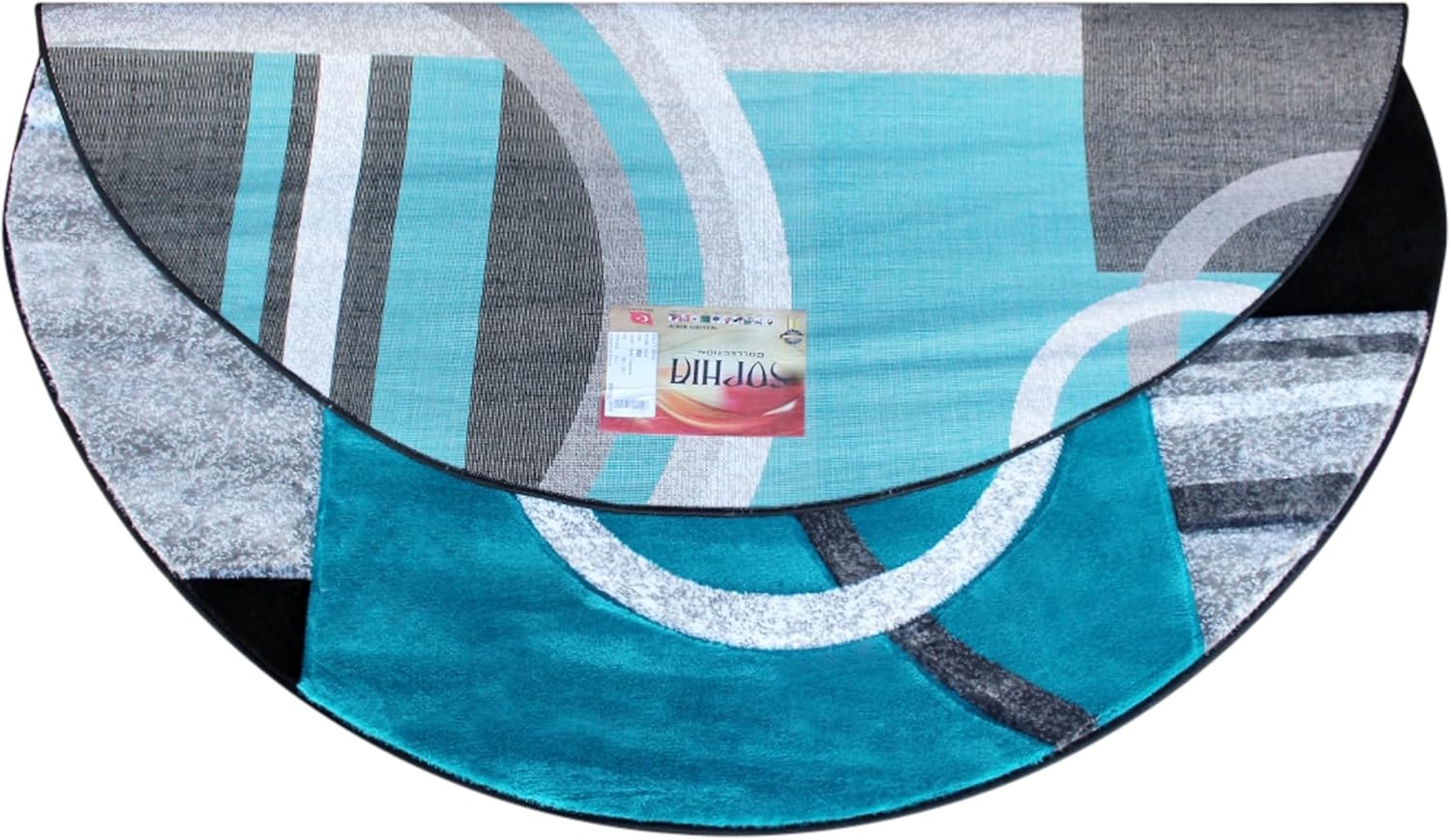 image:imageFlash Furniture Audra Collection Geometric Abstract Area Rug HighLow Pile Turquoise Olefin Rug 2 x 7 Area Rug Jute Backing Entryway Living Room BedroomTurquoise