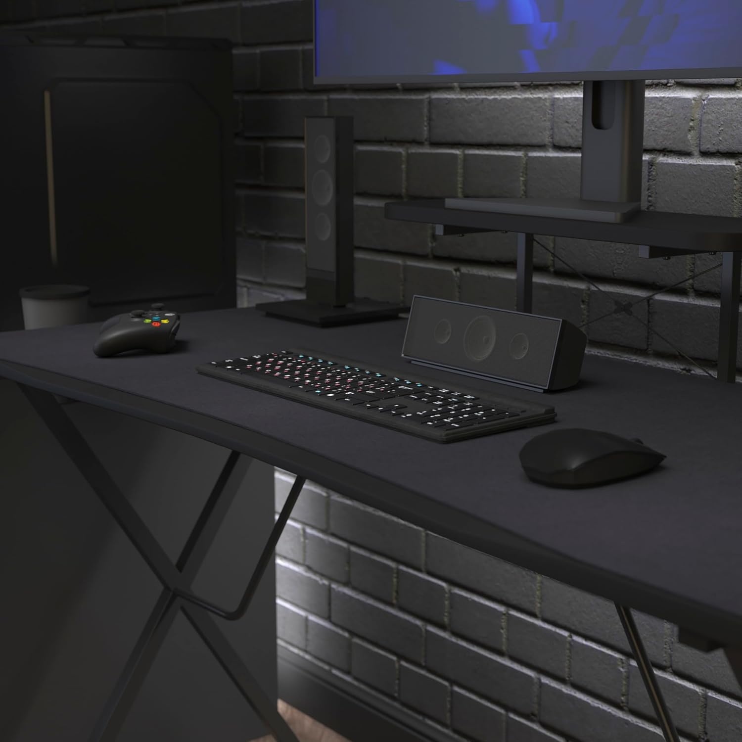 image:imageFlash Furniture Mallot Mega Size Extended Gaming Mouse Pad Black Anti Slip Rubber Base 4575 x 2375 x 125 Micro Weave Top Large Home Office Desk Mat238L x 458W inches