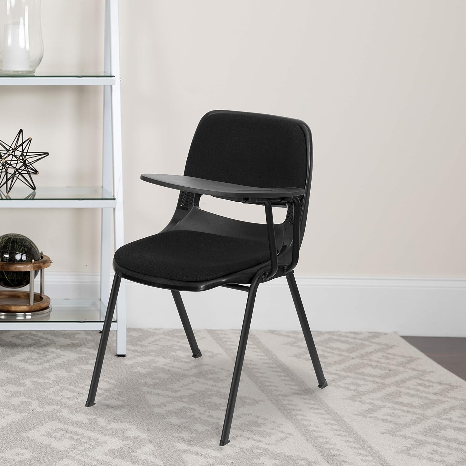 image:imageFlash Furniture Orange Ergonomic Shell Chair with Left Handed FlipUp Tablet ArmBlack Padded