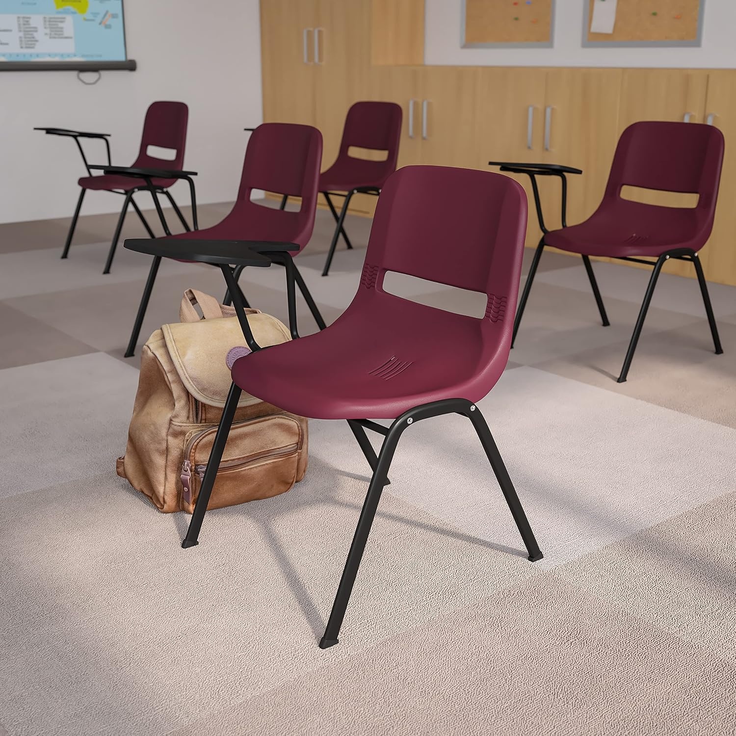 image:imageFlash Furniture Orange Ergonomic Shell Chair with Left Handed FlipUp Tablet ArmBurgundy
