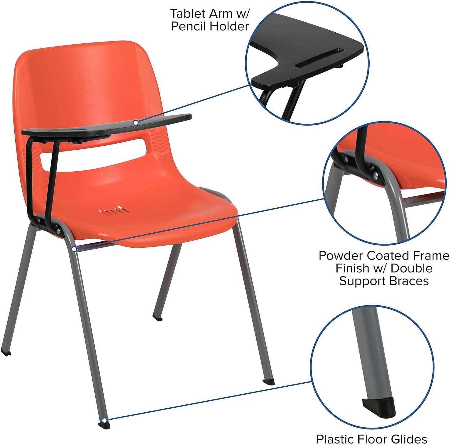 image:imageFlash Furniture Orange Ergonomic Shell Chair with Left Handed FlipUp Tablet ArmOrange