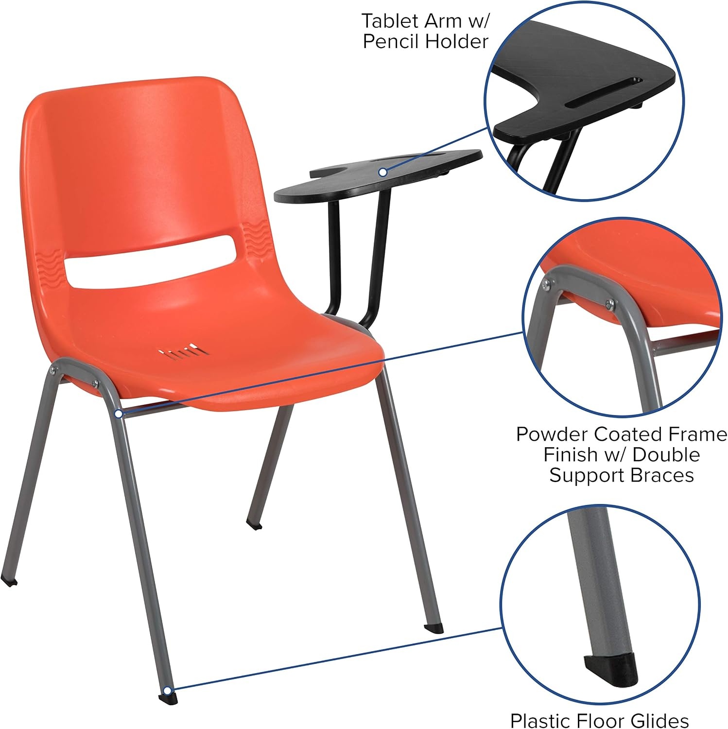 image:imageFlash Furniture Orange Ergonomic Shell Chair with Left Handed FlipUp Tablet ArmOrange