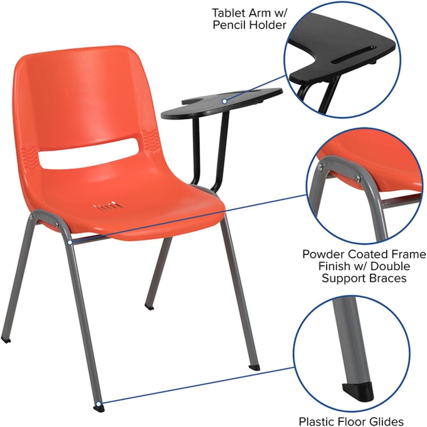 image:imageFlash Furniture Orange Ergonomic Shell Chair with Left Handed FlipUp Tablet ArmOrange