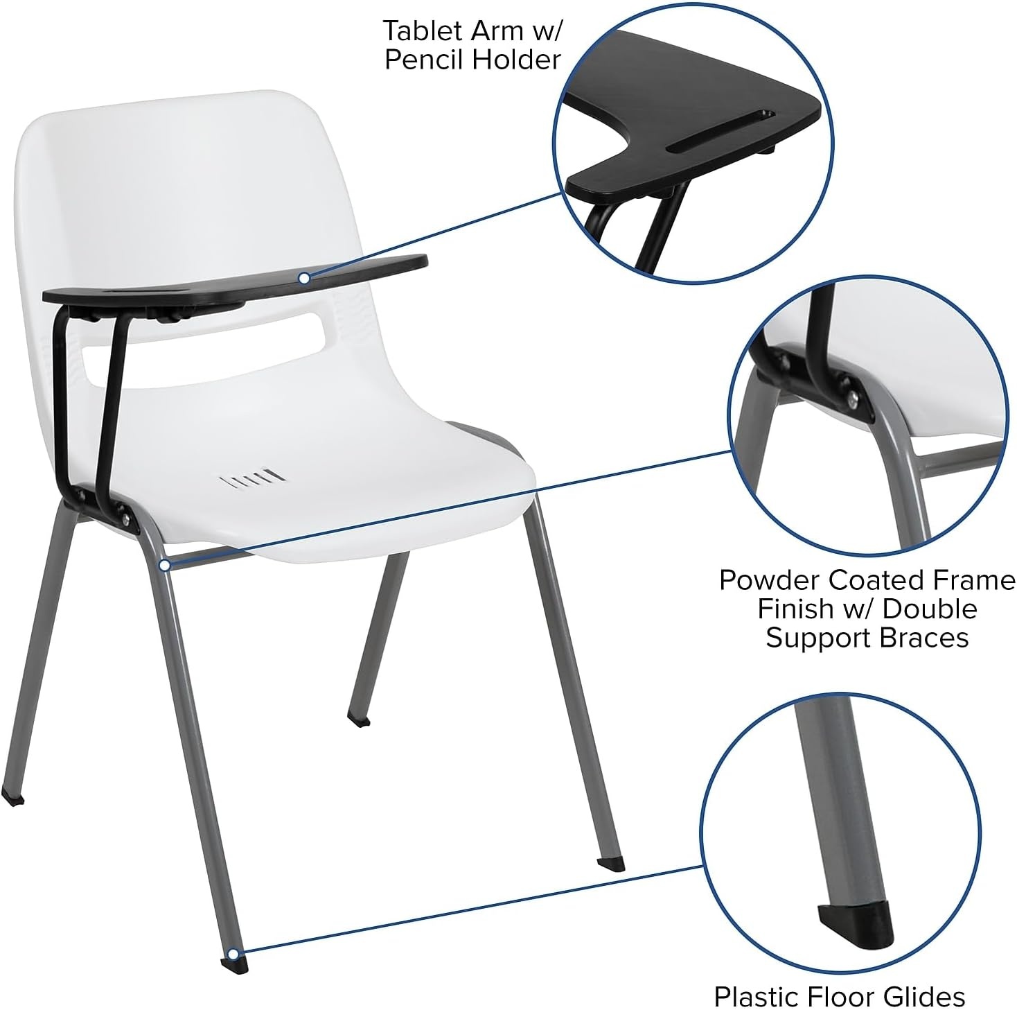 image:imageFlash Furniture Orange Ergonomic Shell Chair with Left Handed FlipUp Tablet ArmWhite