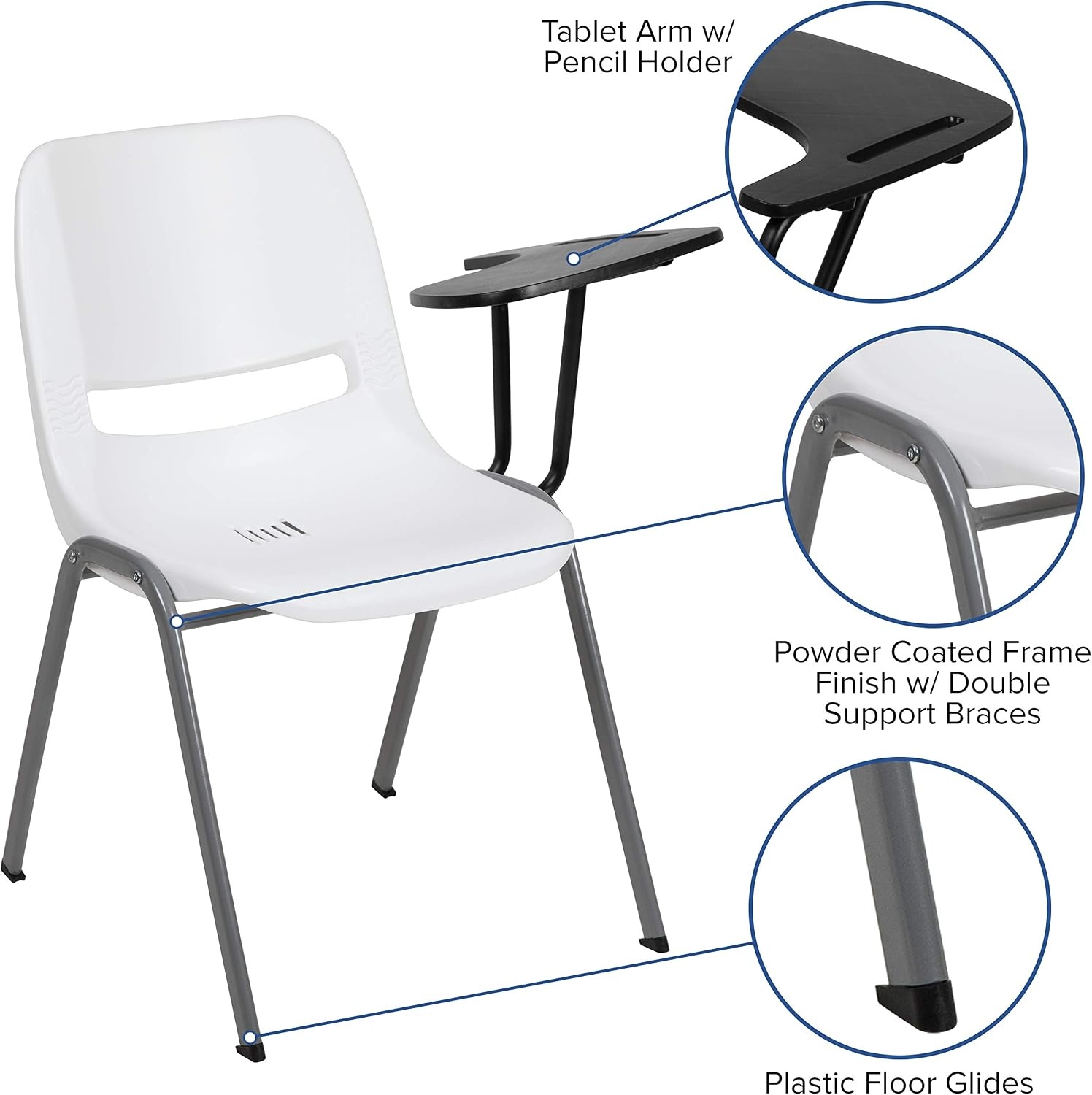 image:imageFlash Furniture Orange Ergonomic Shell Chair with Left Handed FlipUp Tablet ArmWhite