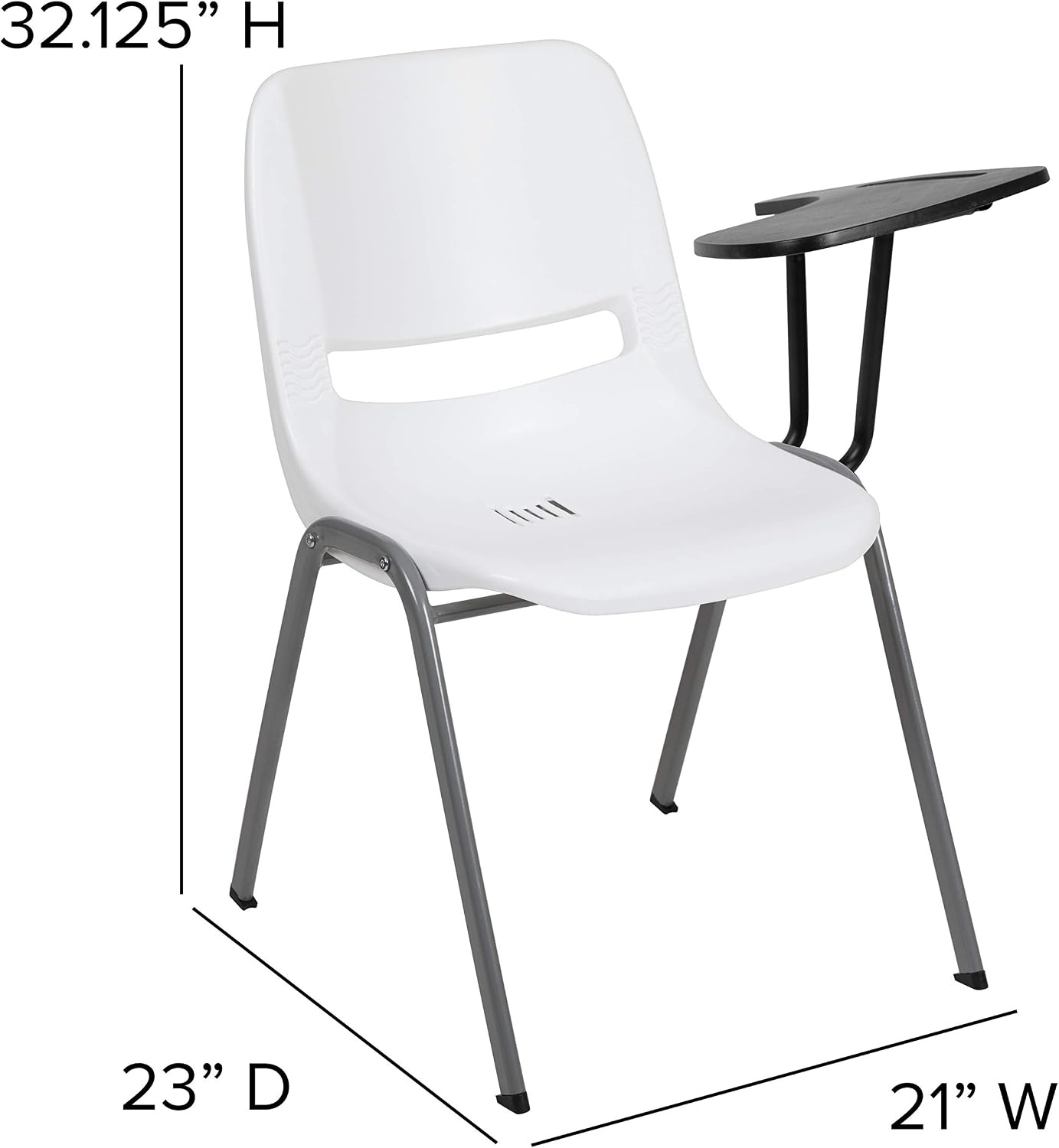 image:imageFlash Furniture Orange Ergonomic Shell Chair with Left Handed FlipUp Tablet ArmWhite