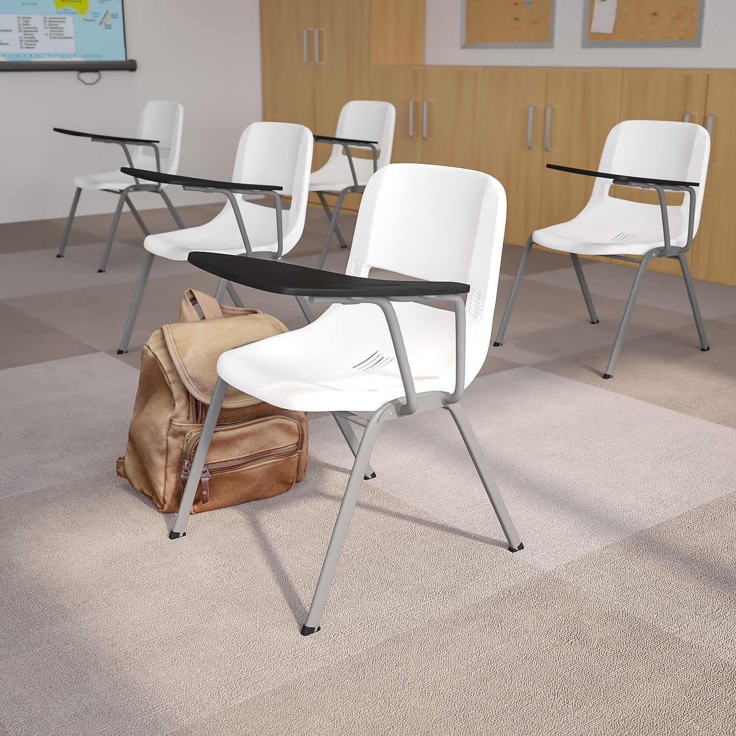 image:imageFlash Furniture Orange Ergonomic Shell Chair with Left Handed FlipUp Tablet ArmWhite