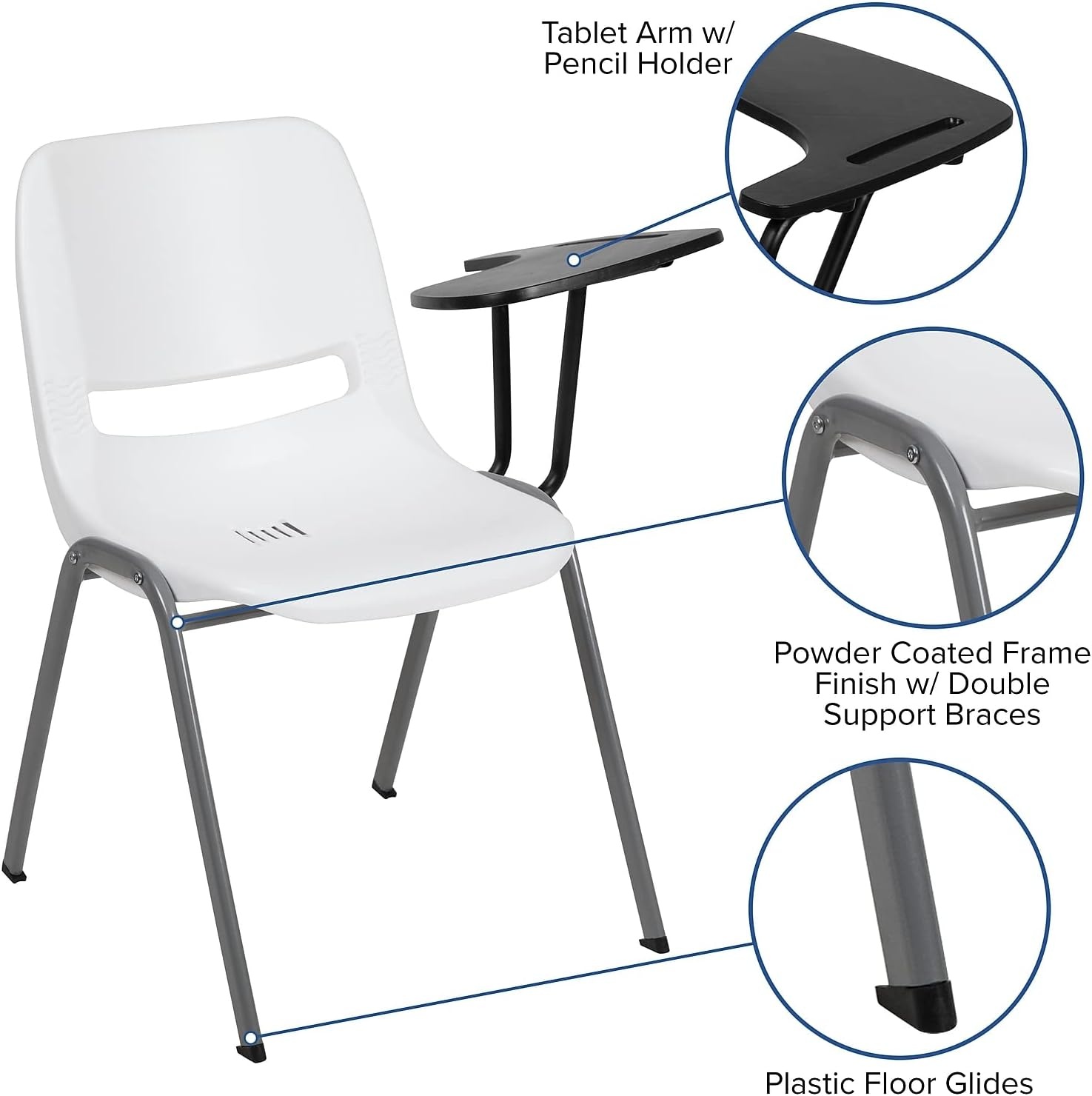 image:imageFlash Furniture Orange Ergonomic Shell Chair with Left Handed FlipUp Tablet ArmWhite