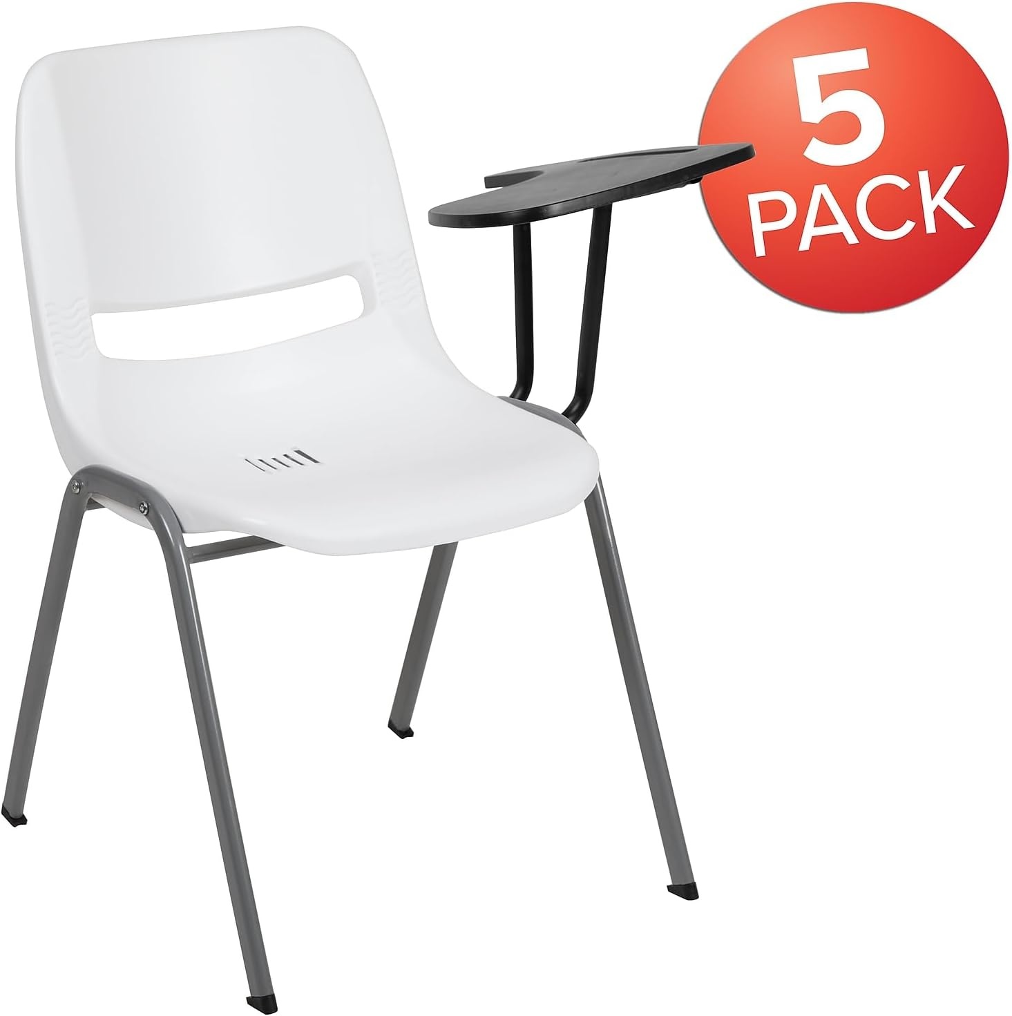image:imageFlash Furniture Orange Ergonomic Shell Chair with Left Handed FlipUp Tablet ArmWhite