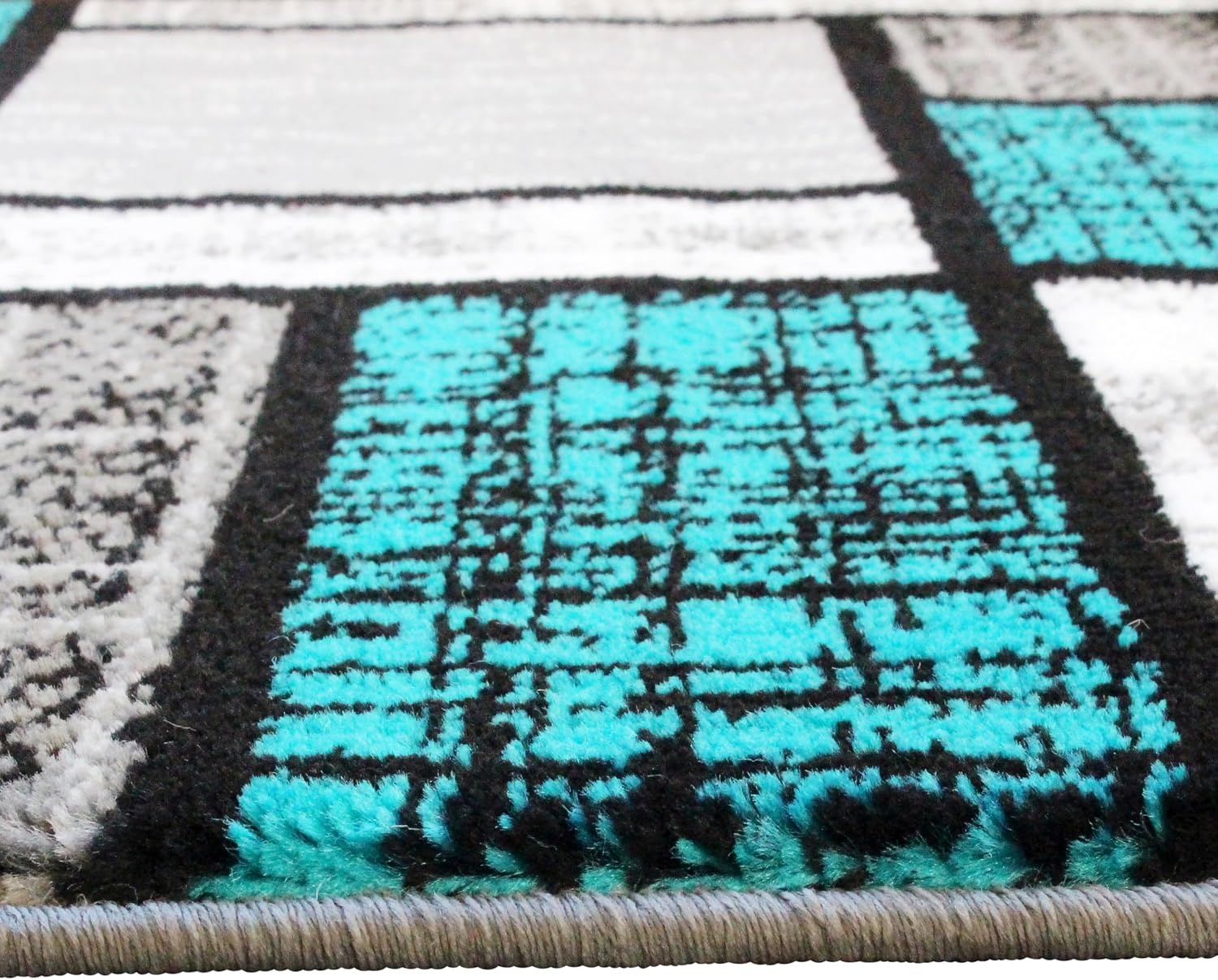 image:imageFlash Furniture Raven Collection Olefin Area Rug Turquoise Color Bricked Pattern 2 x 7 Jute Backing Entryway Living Room Bedroom2 x 74 Rectangular
