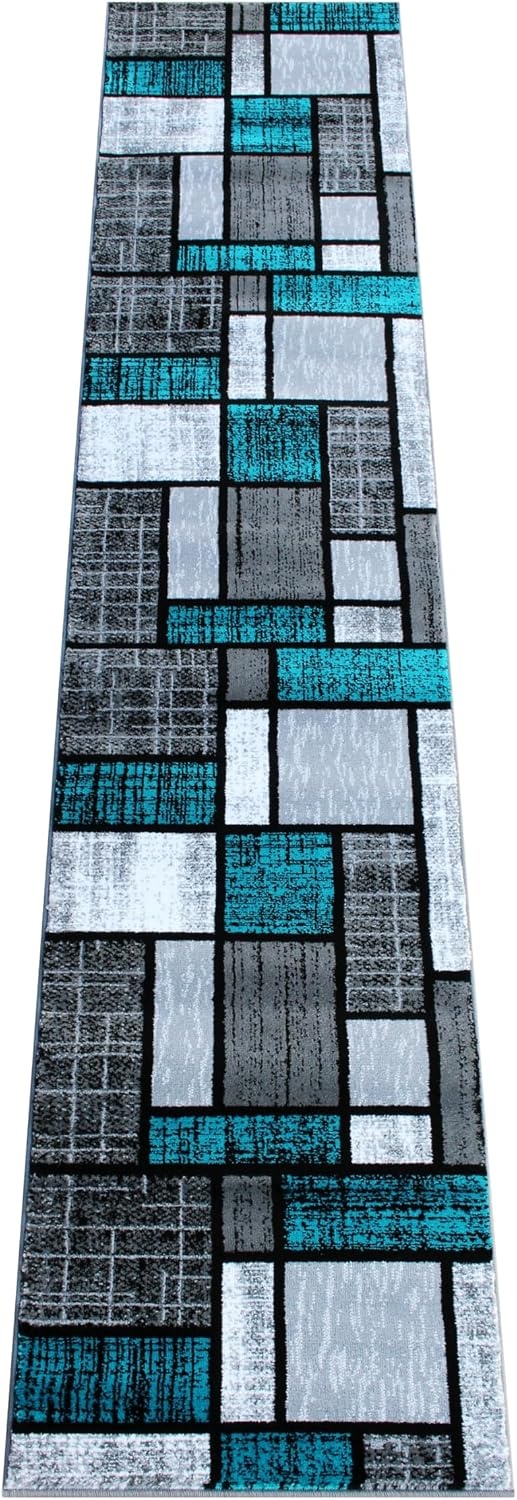 image:imageFlash Furniture Raven Collection Olefin Area Rug Turquoise Color Bricked Pattern 2 x 7 Jute Backing Entryway Living Room Bedroom25 x 11 Rectangular