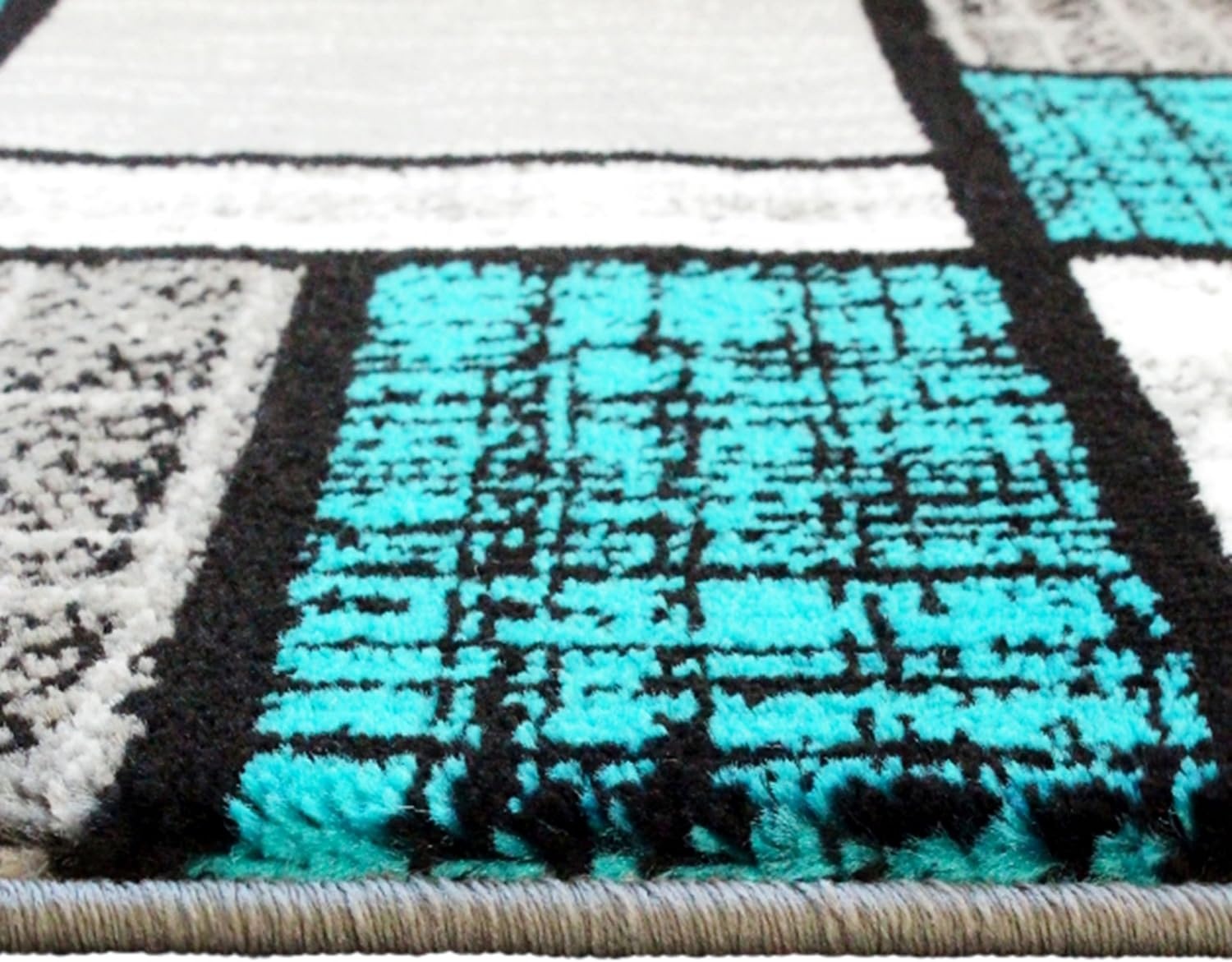 image:imageFlash Furniture Raven Collection Olefin Area Rug Turquoise Color Bricked Pattern 2 x 7 Jute Backing Entryway Living Room Bedroom25 x 11 Rectangular