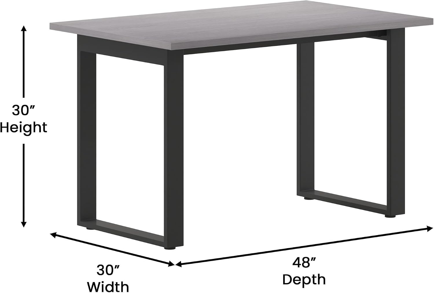 image:imageFlash Furniture Redmond Conference Table with UFrame Base Commercial Water and Scratch Resistant Laminate Finish PVC Edge Heavy Duty Steel Frame 48x30 WalnutGray Oak