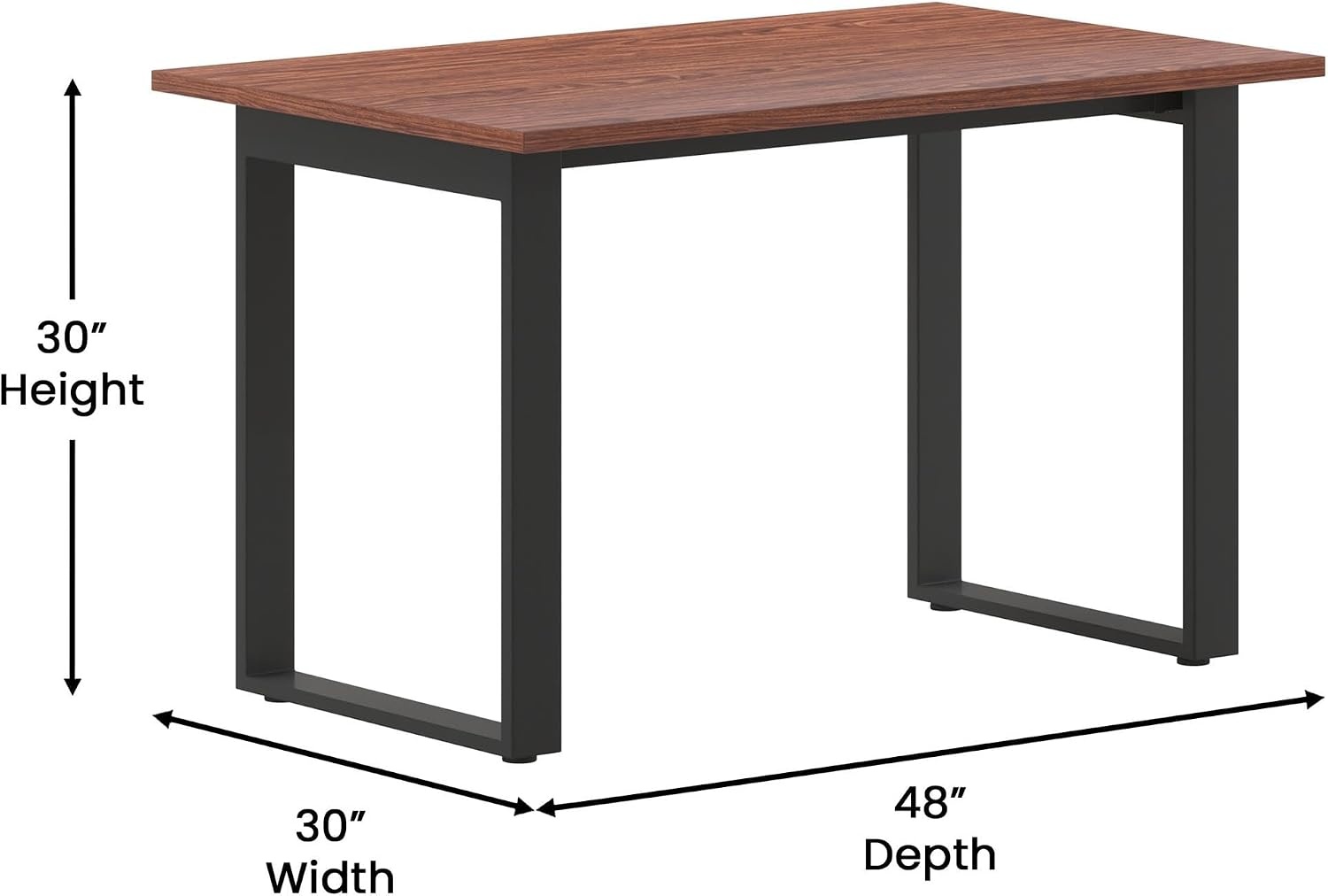 image:imageFlash Furniture Redmond Conference Table with UFrame Base Commercial Water and Scratch Resistant Laminate Finish PVC Edge Heavy Duty Steel Frame 48x30 WalnutWalnut