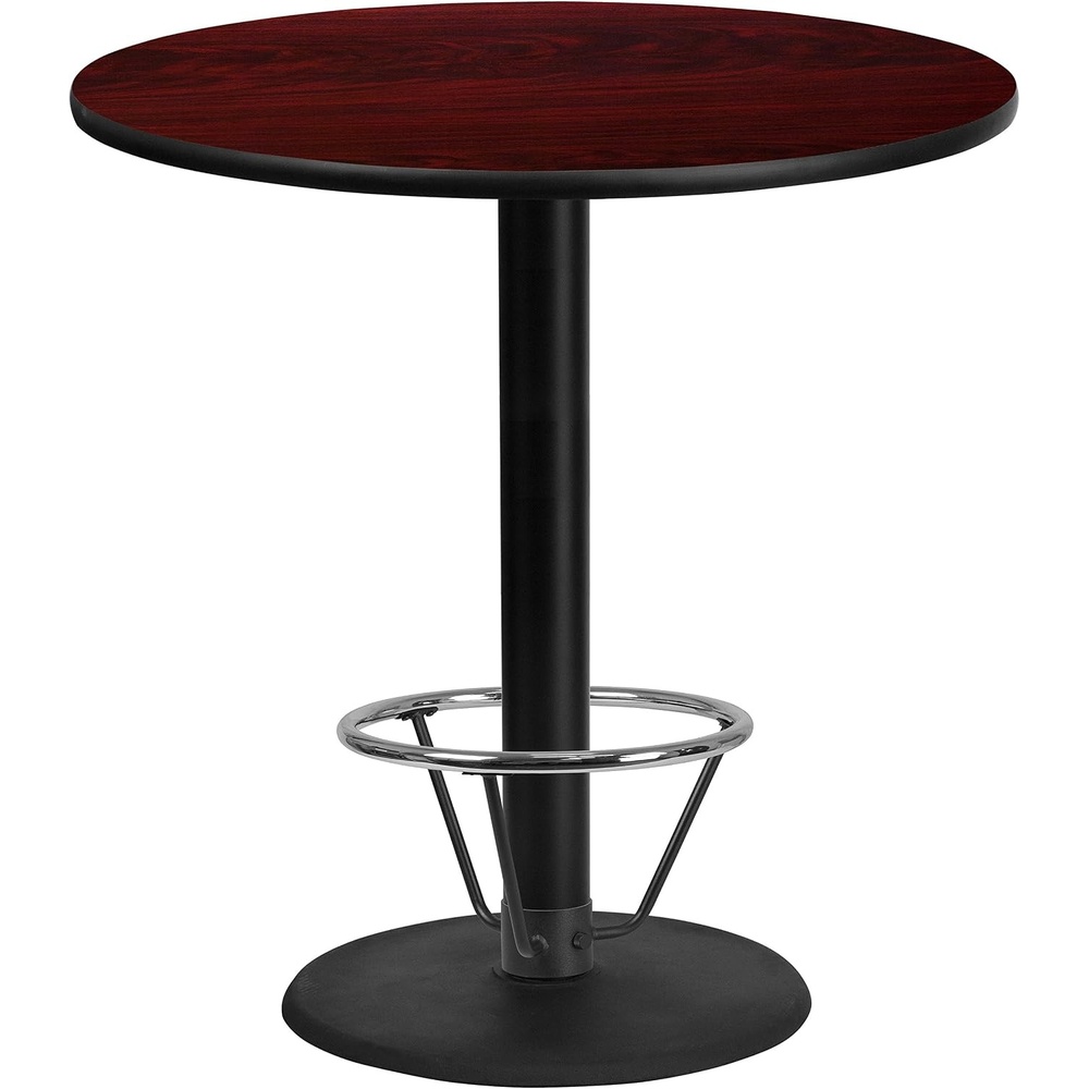 image:imageFlash Furniture 42 Round Walnut Laminate Table Top with 24 Round Bar Height Table Base and Foot RingMahogany