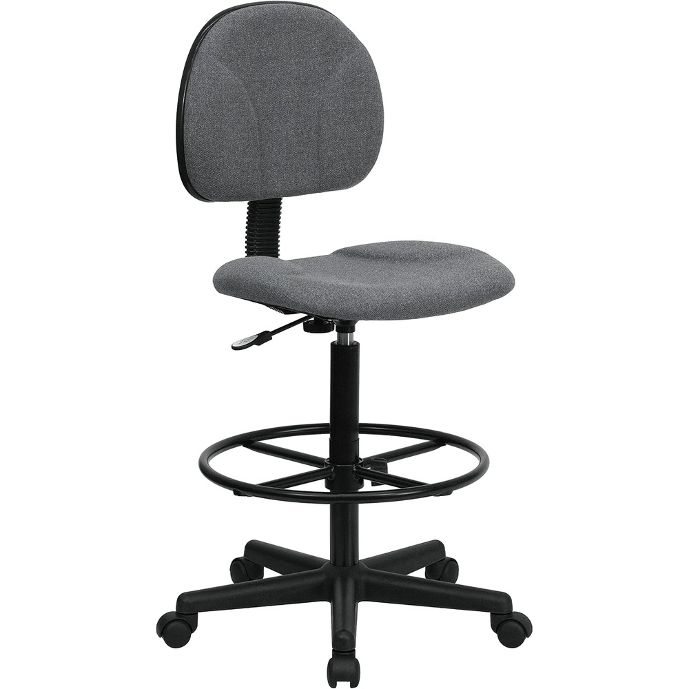 image:imageFlash Furniture Bruce Commercial Height Adjustable Drafting Chair With Adjustable Foot Ring Cushioned Seat and MidBack Support Gray Patterned Fabric