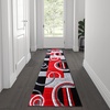 Flash Furniture Audra Collection Geometric Abstract Area Rug – High-Low Pile Turquoise Olefin Rug – 2′ x 7′ Area Rug – Jute Backing – Entryway, Living Room, Bedroom(Red)